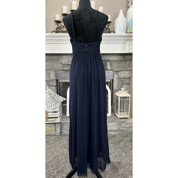 Vtg Y2K Blondie Nites Prom Dress Sz 3 Navy Blue Maxi Rhinestones Sequins Regency - Picture 6 of 8